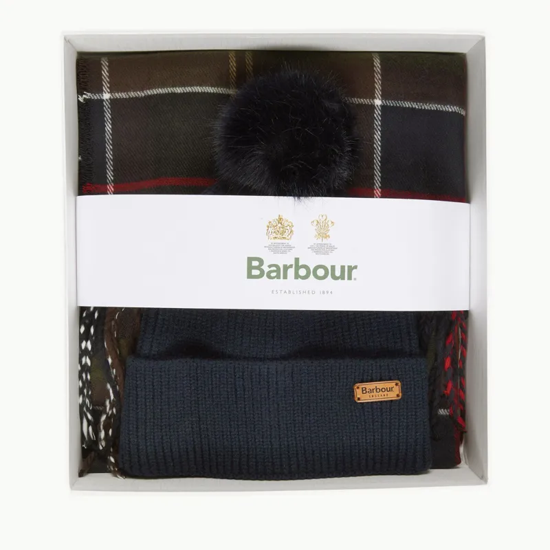 Barbour Dover Beanie Hailes Scarf Gift Set  Classic-1